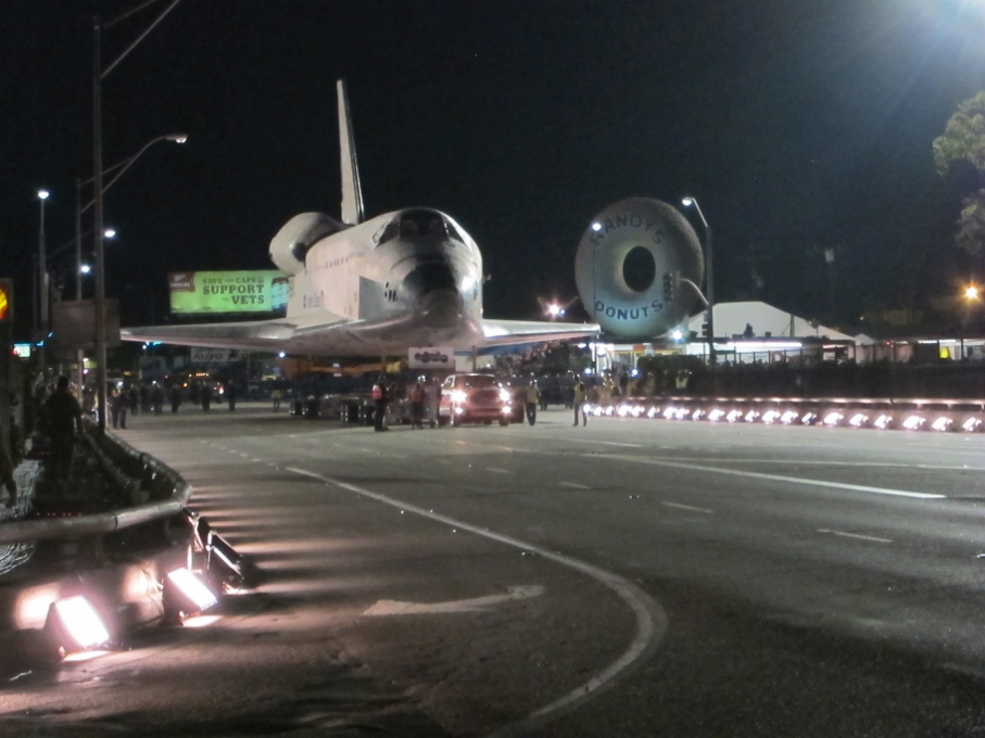 The Space Shuttle Endeavour at Randy's Donuts Oct 13, 2012 - Photo courtesy of Anne Cheek La Rose